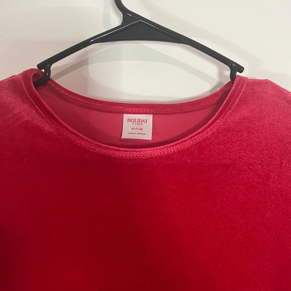Holiday Time Red Velvet Kids Dress with White Trim
